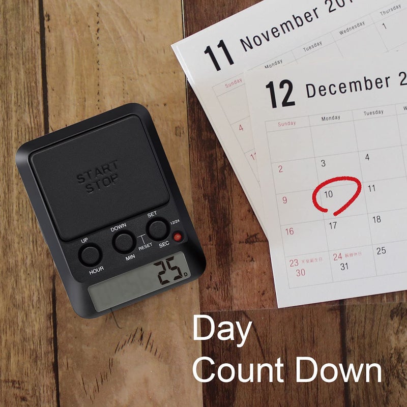 dretec Learning Timer, for Studying, Large Button, Count Function Until The Target Date, Black, Officially Tested in Japan(1 Starter AAA Battery Included) - Image 5